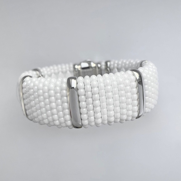 LAGOS White Caviar Station Ceramic Caviar Bracelet Sterling Silver - NWOT - Picture 1 of 7